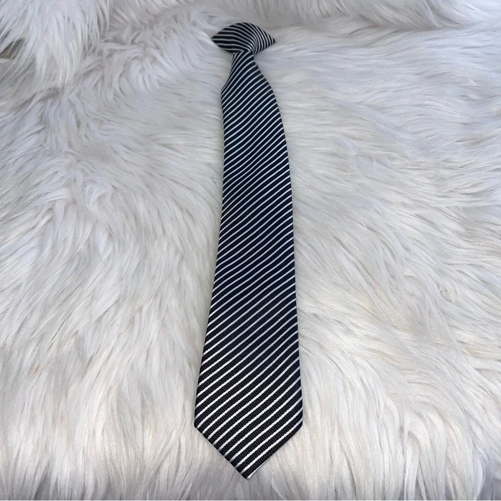 Unbranded Kids Clip On Tie Black & White Striped